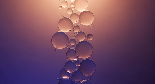 Abstract Bubbles in Beautiful Gradient of Orange and Purple Light Creating a Soft, Ethereal Atmosphere in a Digital Space