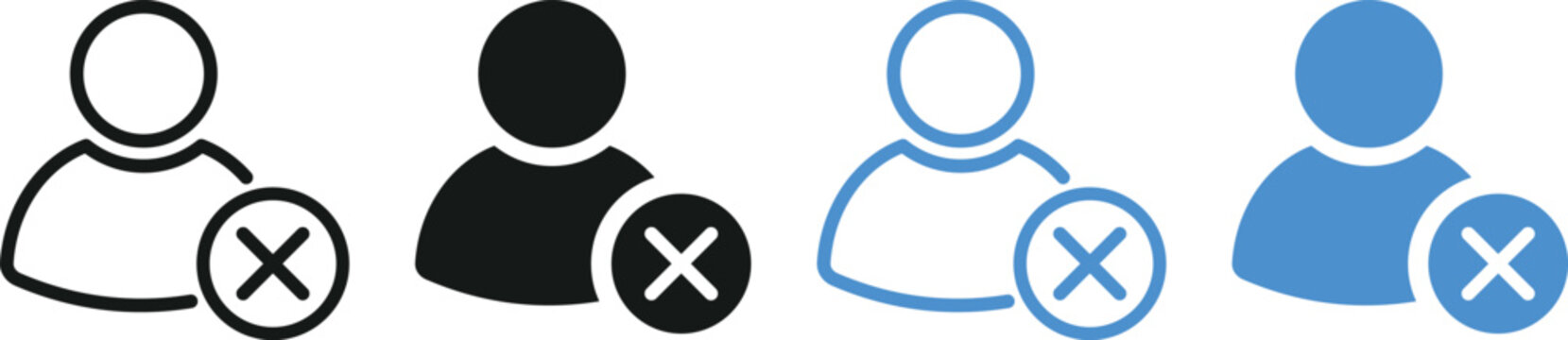 Delete user account vector icon. Remove profile member cancel symbol. Delete user icon in line solid