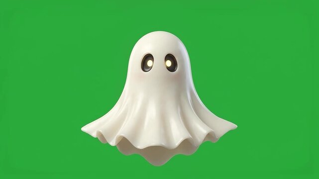 White 3D Ghost Hovering on Green Screen Chroma Key for Video Compositing