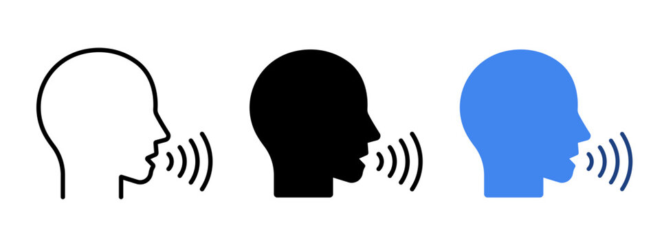Speaking head icon. Speak and Human voice symbol. Vector