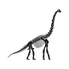 Brachiosaurus Dinosaur Skeleton Silhouette Vector Illustration of Prehistoric Sauropod Fossil Bones © Sopian
