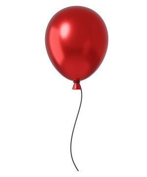3d Bright red Balloon with glossy surface and a black string. Vibrant, festive decor for parties, events, promotions, Black Friday.
