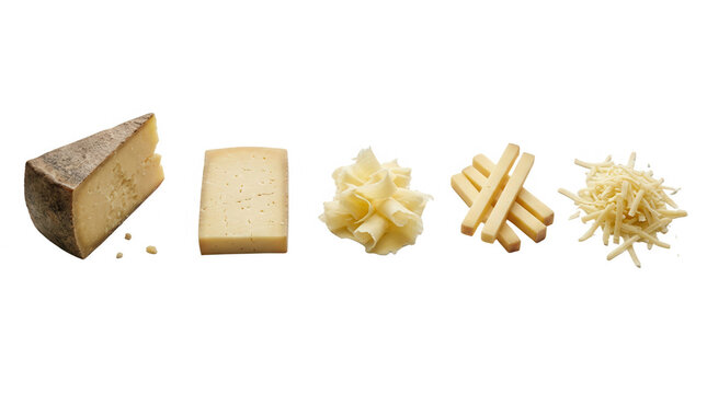 Variety of Cheeses in Different Forms, featuring dairy, food, gourmet, cuisine, culinary, cheese types, cheddar, mozzarella, block cheese, grated cheese