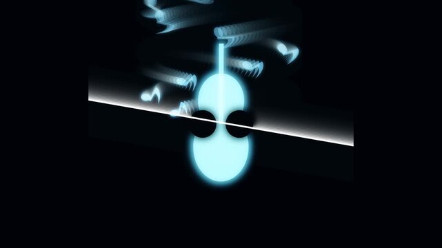 A graceful glowing violin silhouette emitting radiant stardust and floating music notes.