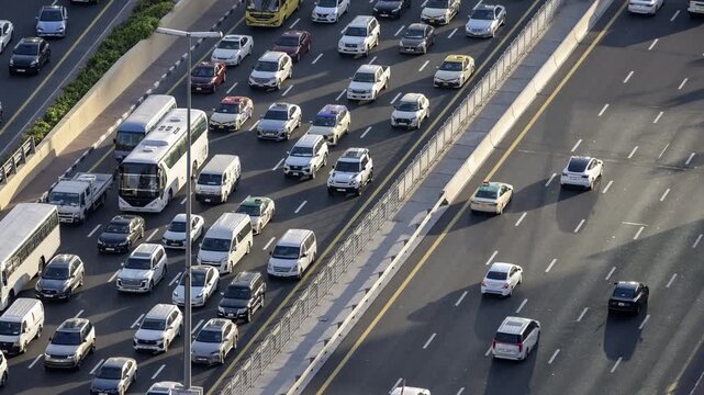 dubai highways with data and surveillance tracking graphics 