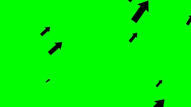 Parabolic Curve Growth Animated Black Arrows Banking Upward Smoothly 4K Loop on Green Screen