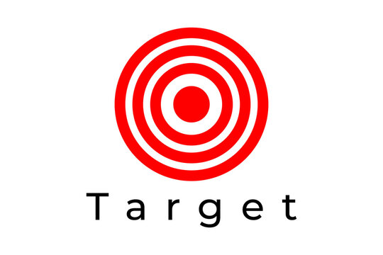 Red Target Bullseye Icon with Concentric Circles and Target Text on White Background