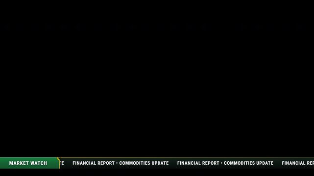Television News Market Watch Lower Third Overlay Chyron Bar 4K Loop on Transparent Alpha Background