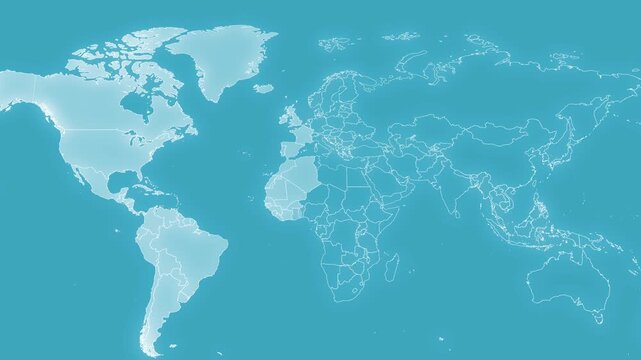 World Map Intro With Countries Highlights
Global technology worldwide map intro background with countries appearing and fading one by one and camera motion