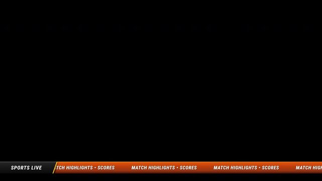 Television News Sports Live Lower Third Overlay Chyron Bar 4K Loop on Transparent Alpha Background