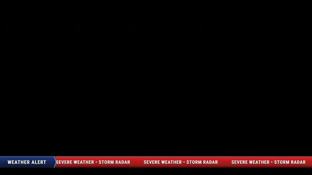 Television News Weather Alert Lower Third Overlay Chyron Bar 4K Loop on Transparent Alpha Background