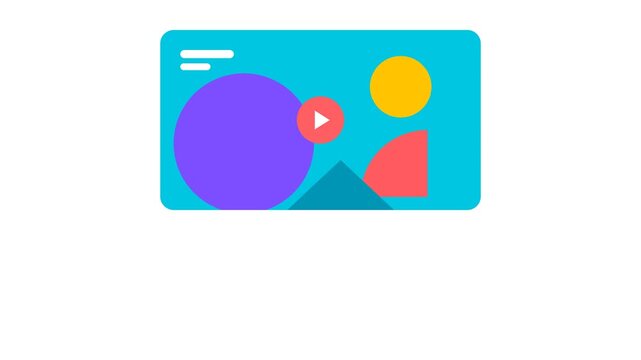 Video Player Thumbnail Play Button Progress Bar Recommendation Cards Minimalist Vector Interface Element high quality professional