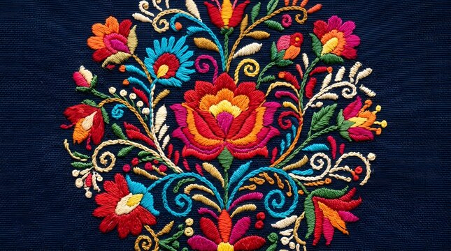 Traditional hungarian matyo floral embroidery pattern