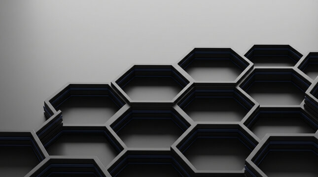 Modern Black and White Hexagonal Geometric Pattern Background