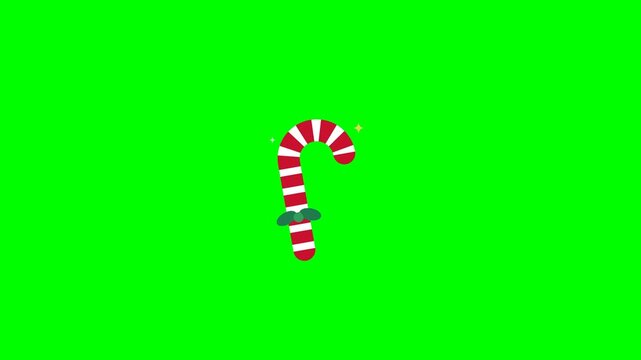 Christmas candy cane animations appearing on green screen