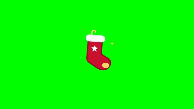 Animated red christmas stockings appearing on green screen