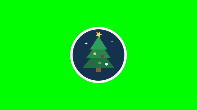 Christmas tree growth animation on green screen background