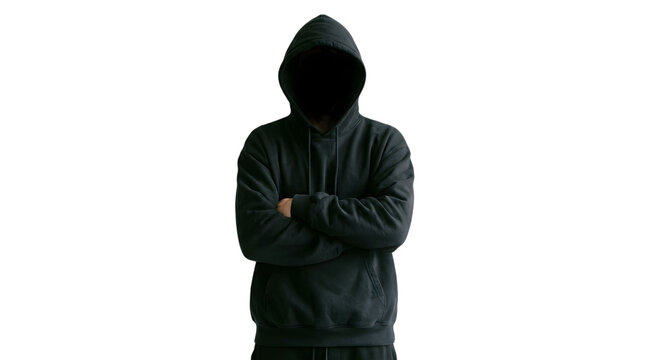 Faceless hacker, black hoodie
