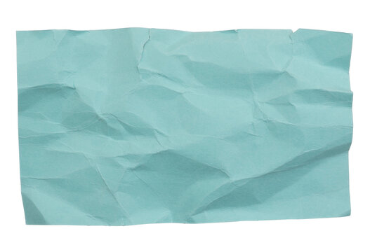Teal blank wrinkled index card isolated on white