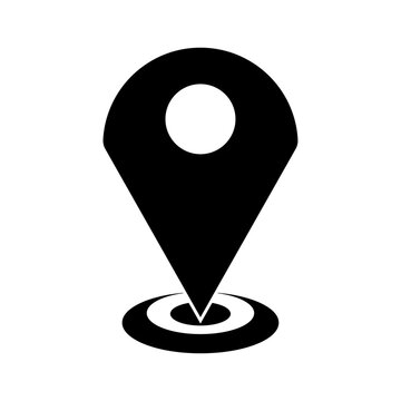 Black GPS Location Pin Icon with Target and Map Marker Icon Symbol Vector Illustration.