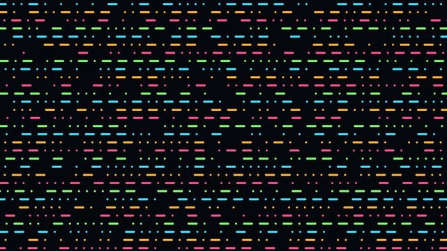 Glowing dots and dashes streaming across the screen like Morse code