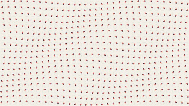 Grid of dots orbiting their cells in traveling wave patterns on cream