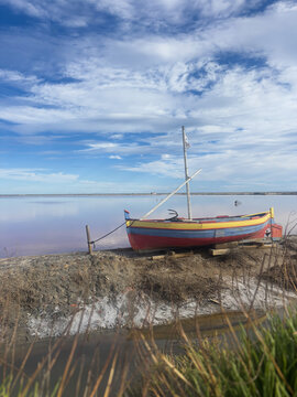 Picturesque View of Salins de Saint-Martin Salt Pans near Gruissan, France