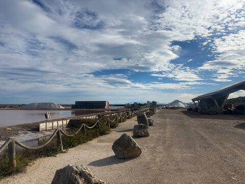 Picturesque View of Salins de Saint-Martin Salt Pans near Gruissan, France