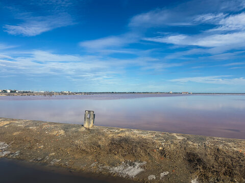 Picturesque View of Salins de Saint-Martin Salt Pans near Gruissan, France