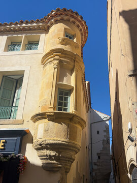 Close-Up of an Old Building Facade in Narbonne, France