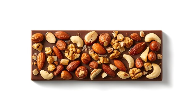 Dark chocolate bar studded with nuts