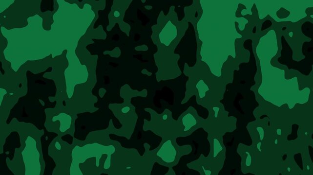 Abstract green camouflage fluid pattern shifting and morphing organically