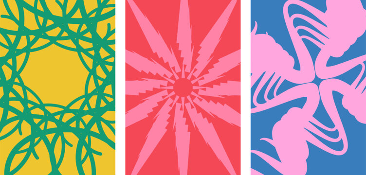 Abstract colorful background poster vector set with modern geometric shapes pattern