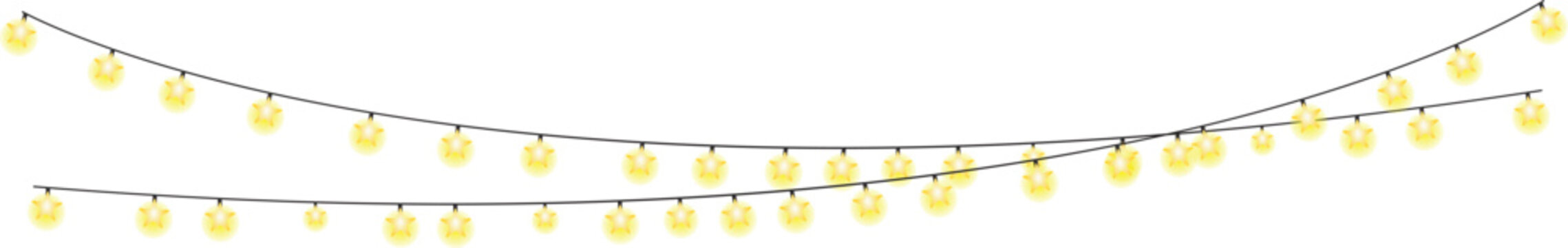 Glowing yellow star string lights for holiday and party decoration