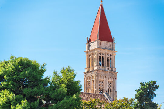 Cathedral of Saint Lawrence and Historic Bell Tower in Trogir, Croatia