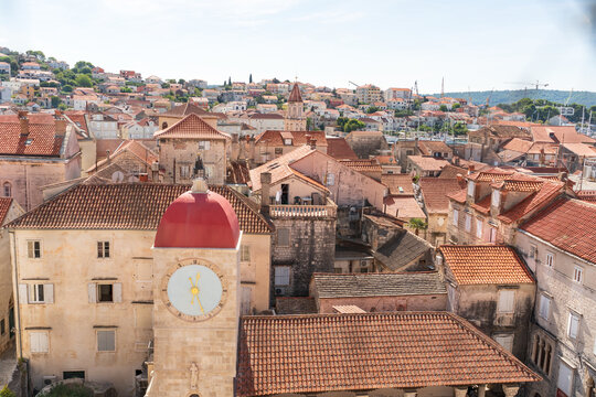 Beautiful view over the historic center of Trogir, Croatia. Torre dell'Orologio	