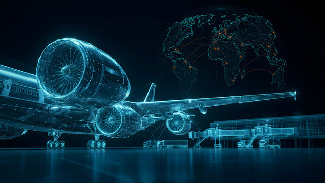 Global travel and connectivity airplane 3d vector isolated
