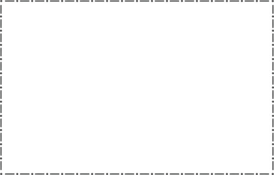 Rectangular frame made of dashed lines with rounded corners isolated on white background