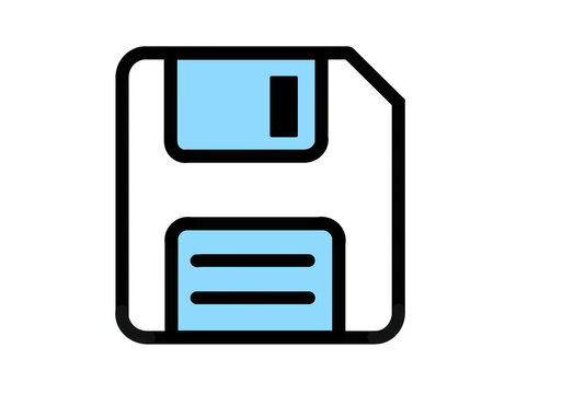 Light blue floppy disk icon for saving data
