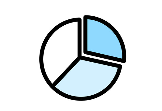 Pie chart icon divided into three light blue parts