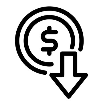 Dollar Coin Price Drop Discount Line Icon