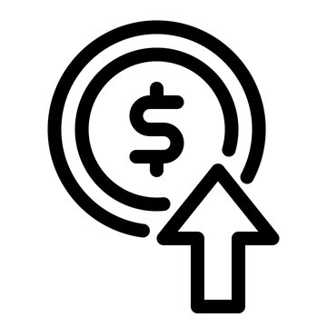 Dollar Coin Price Increase Growth Line Icon