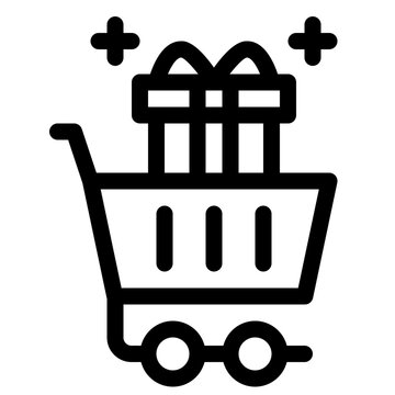 Shopping Cart Gift Promo Deal Line Icon