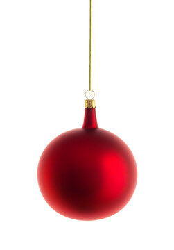Red Christmas Bauble Ornament Isolated on Transparent Background.