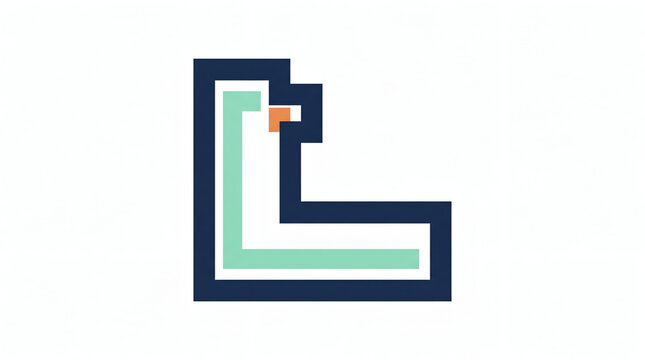 Pixel art letter L logo combined with a bird head shape vector icon design isolated on white background