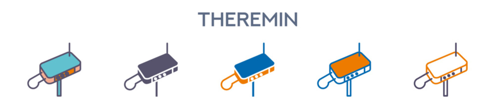 Theremin Element For Design Graphic - Multi Styles. Vector Illustration Of Two Colored And Black. Multiple Icons Designs Can Be Used For Mobile, Ui, Web 