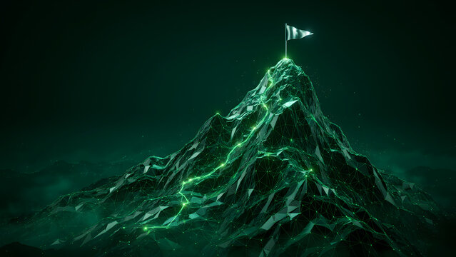 Underwater mountain with diving flag isolated on transparent