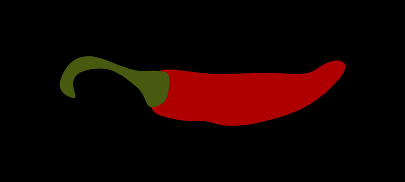 Red chili pepper with green stem flat vector illustration.