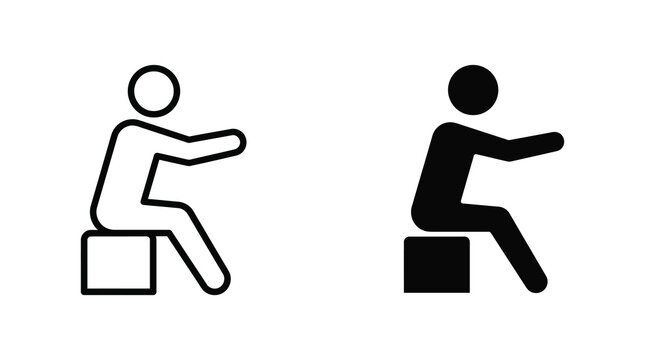 Sitting person icon outline and solid style vector illustration