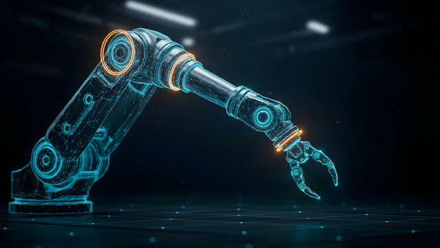 Robotic arm futuristic technology vector for industrial automation